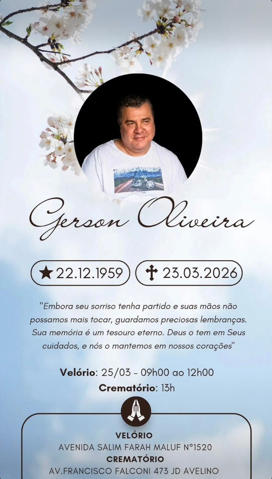 Fãs poderão se despedir de Gerson Brenner em velório aberto ao público