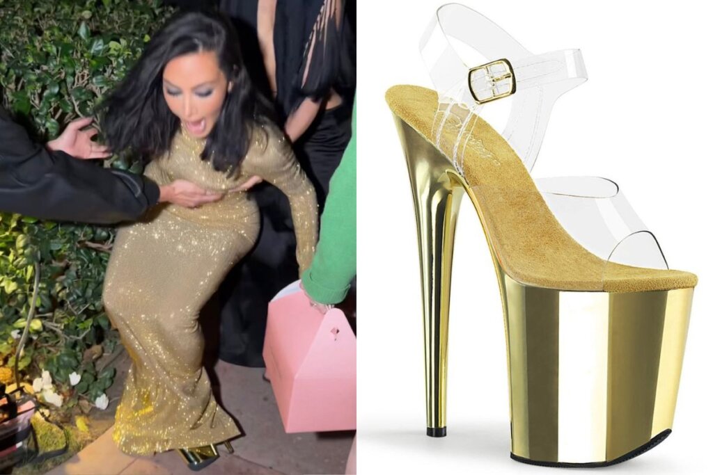 Perrengue fashion! Kim Kardashian quase VAI AO CHÃO com salto de 21cm em festa pós-Oscar!