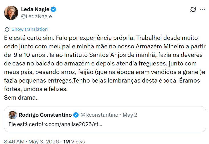 Leda Nagle sobre trabalho infantil: “Sem drama!”, dispara a jornalista que começou aos 9 anos