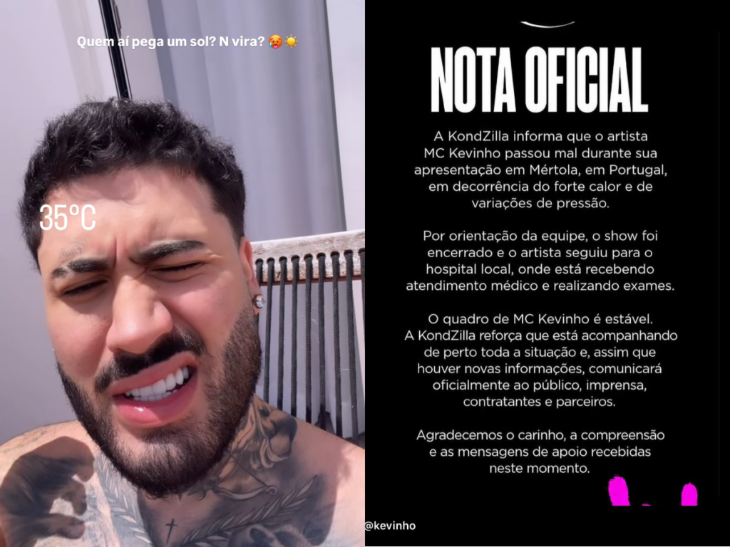 Susto em Portugal! Mc Kevinho passa mal durante show e é levado ao hospital