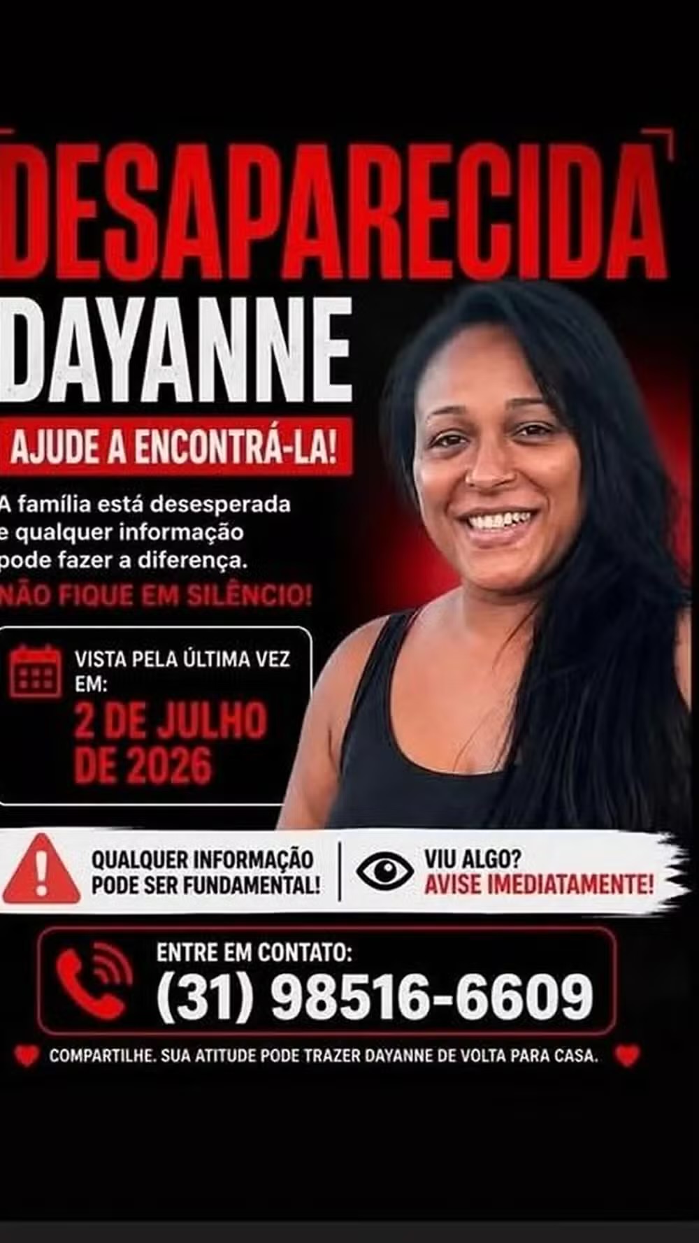 Ex-mulher do Goleiro Bruno, Dayanne Rodrigues, Desaparece em MG e Família Faz Apelo!