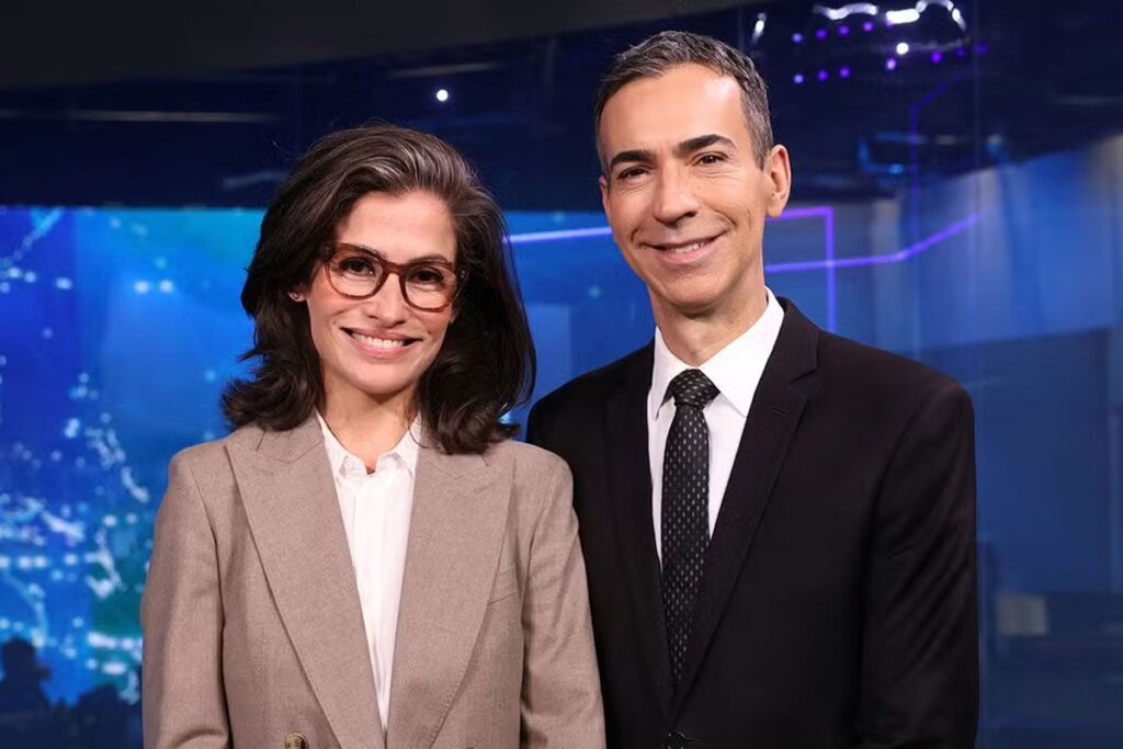 Eita! Tralli e Renata Vasconcellos dão um tempo do Jornal Nacional