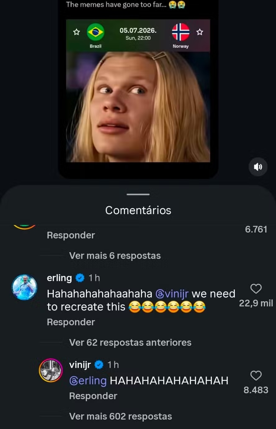 QUE RESENHA! Haaland e Vini Jr. Querem Recriar Meme Viral de ‘As Branquelas’