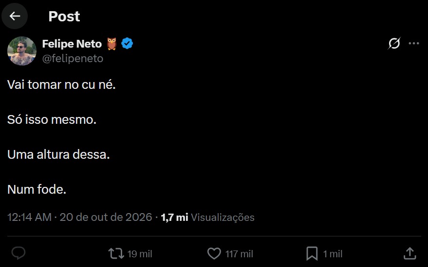 Felipe Neto explode: “Vai tomar no c” para Felca após vídeo “decepcionante” em véspera de eleição!