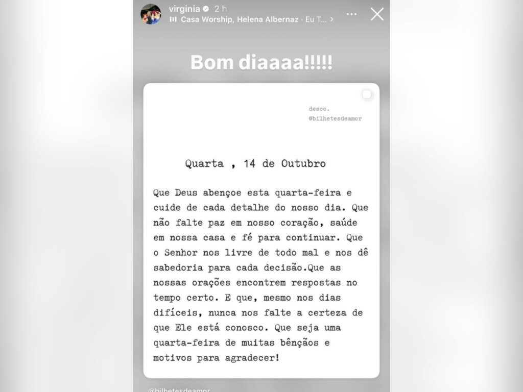 Vixe! Virginia e Vini Jr. ‘cortam laços’ no Instagram e ela desabafa sobre ‘dias difíceis’